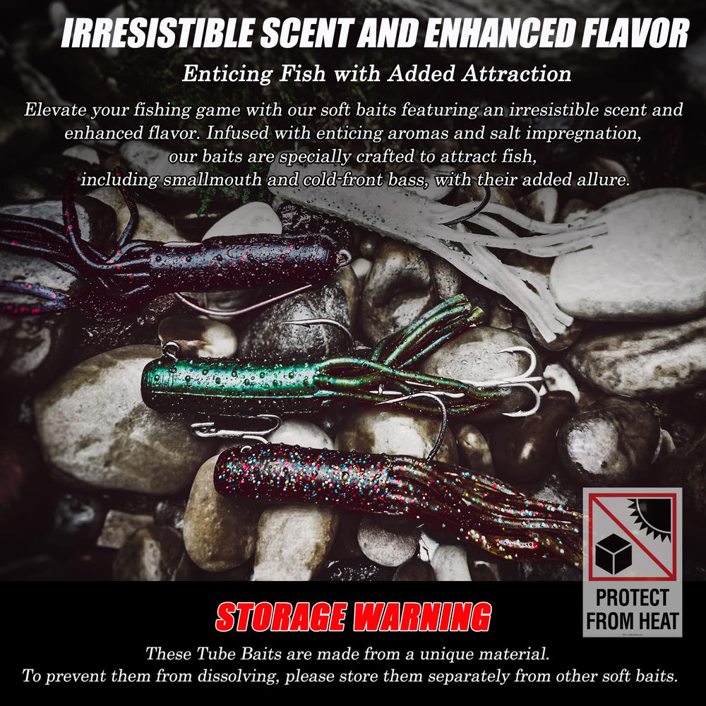 Freshwater and saltwater compatible tube baits in use
