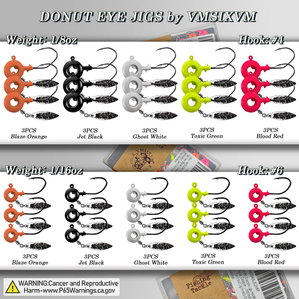 VMSIXVM crappie jig heads kit 30pcs in 1/16oz with underspin