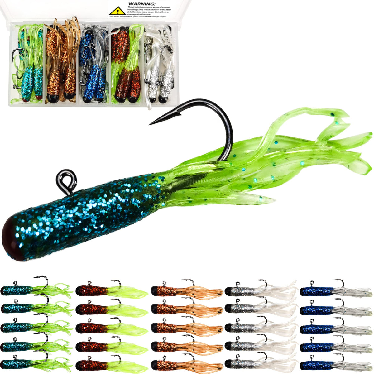VMSIXVM Crappie tube lure kit with pre-rigged jigs