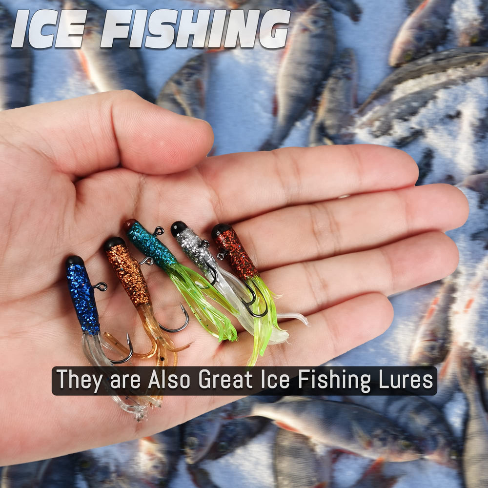 Close-up of tentacle-tail crappie tube lure