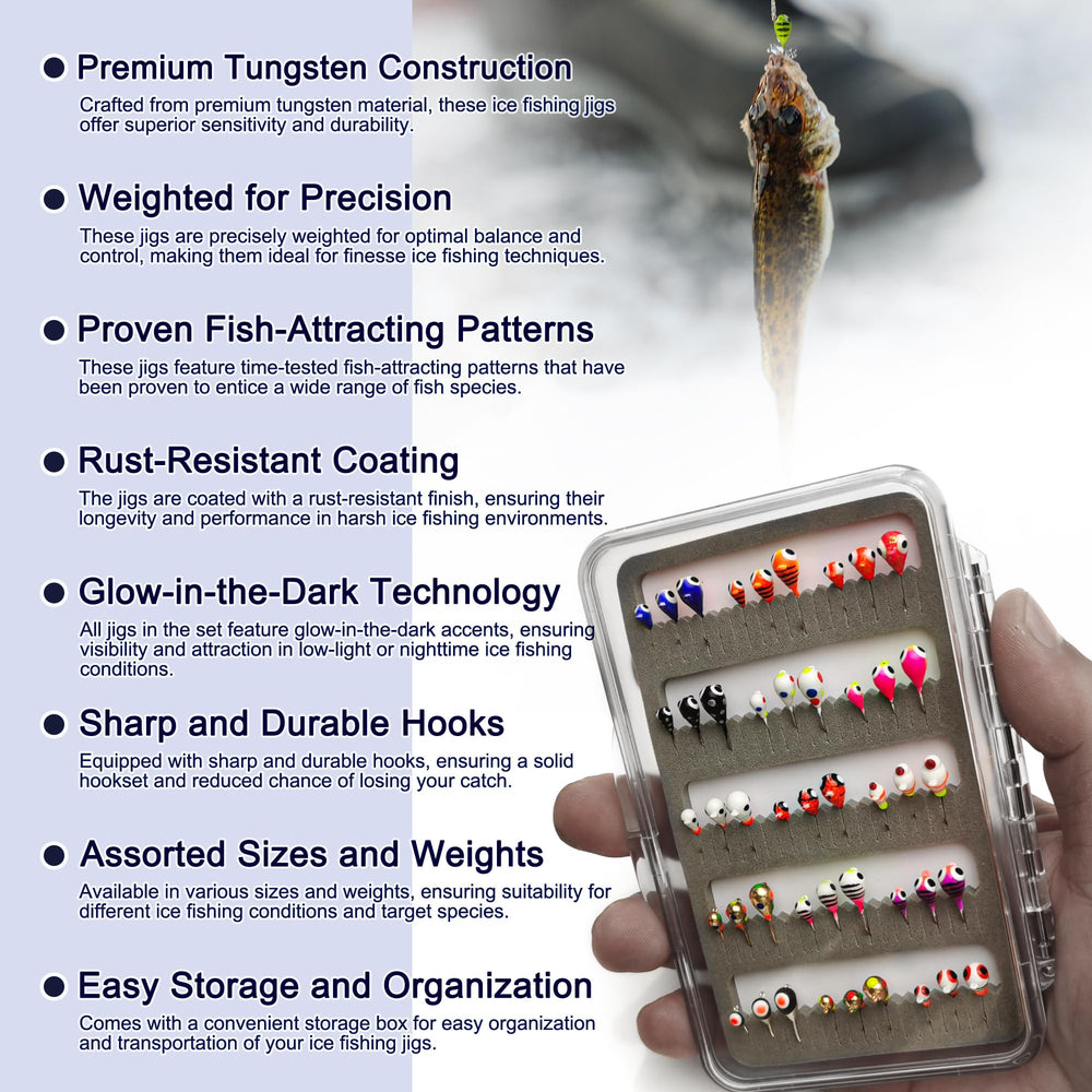 Gift-ready VMSIXVM tungsten ice fishing jigs kit