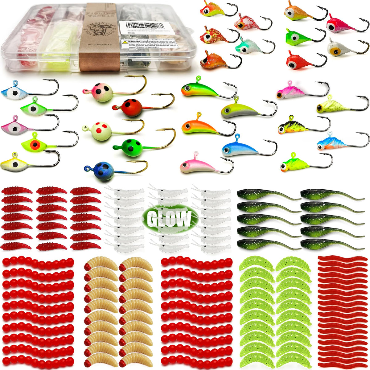 VMSIXVM ice fishing jigs kit front view