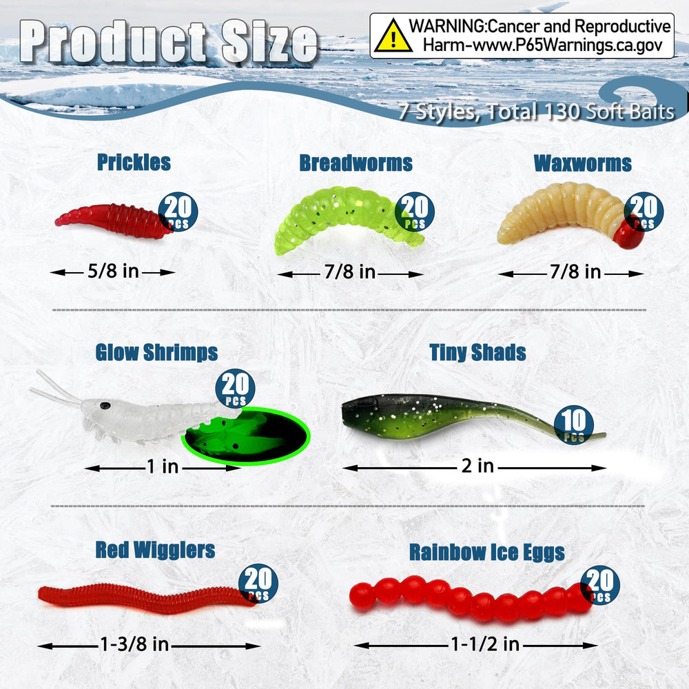 Close-up of glow-in-the-dark ice fishing jigs