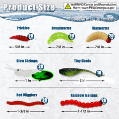 Close-up of glow-in-the-dark ice fishing jigs