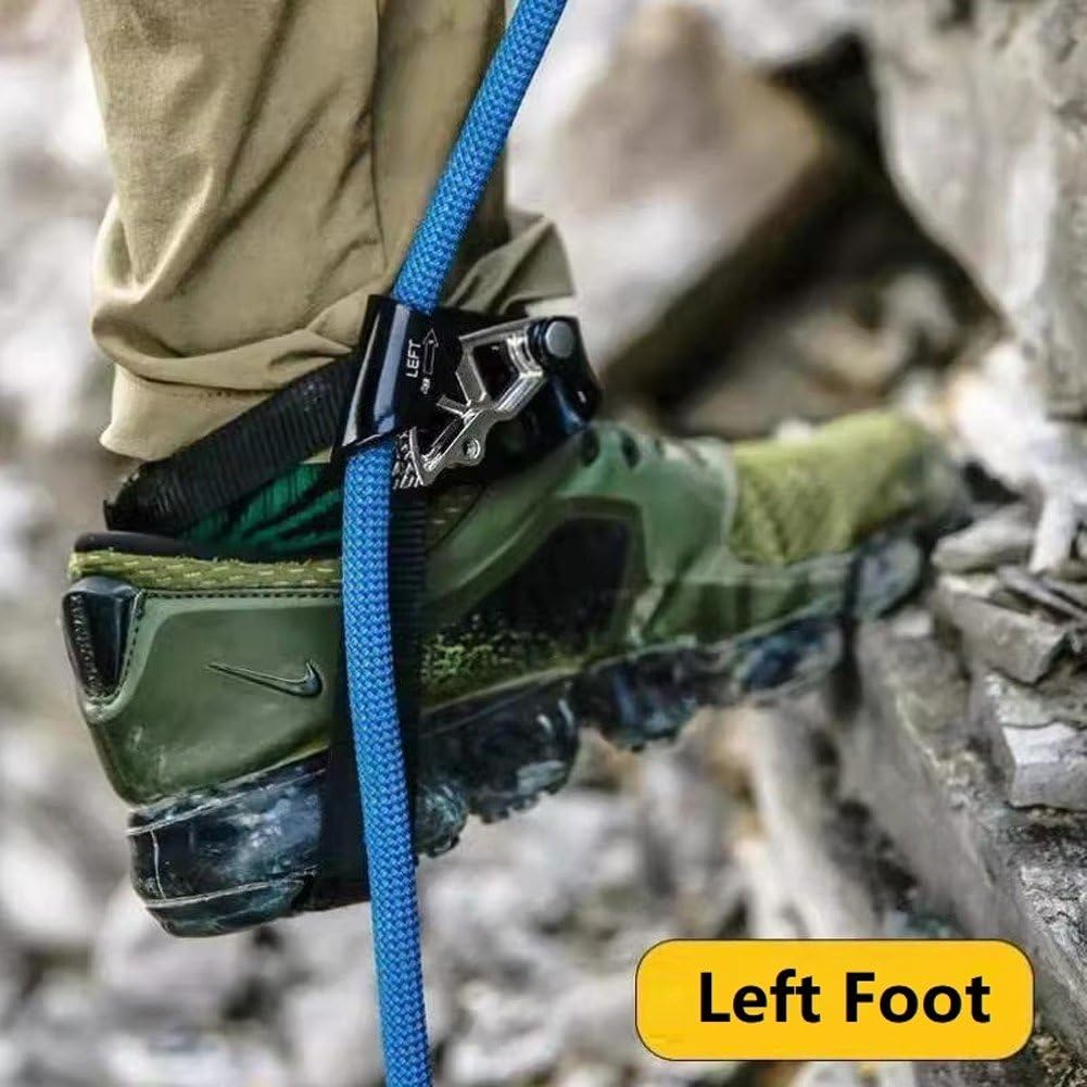 Vobumix foot ascender in use during mountaineering and rope work