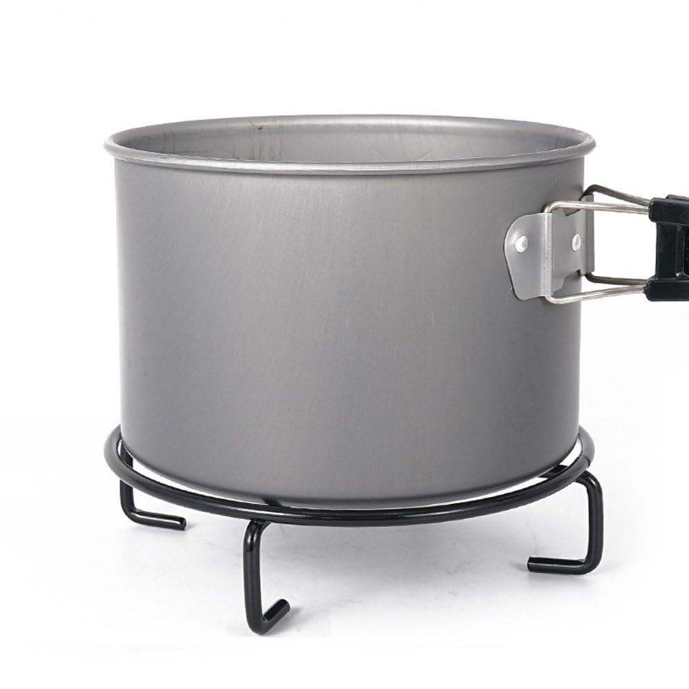 Vobumix iron campfire stand supporting a compact tea kettle securely.