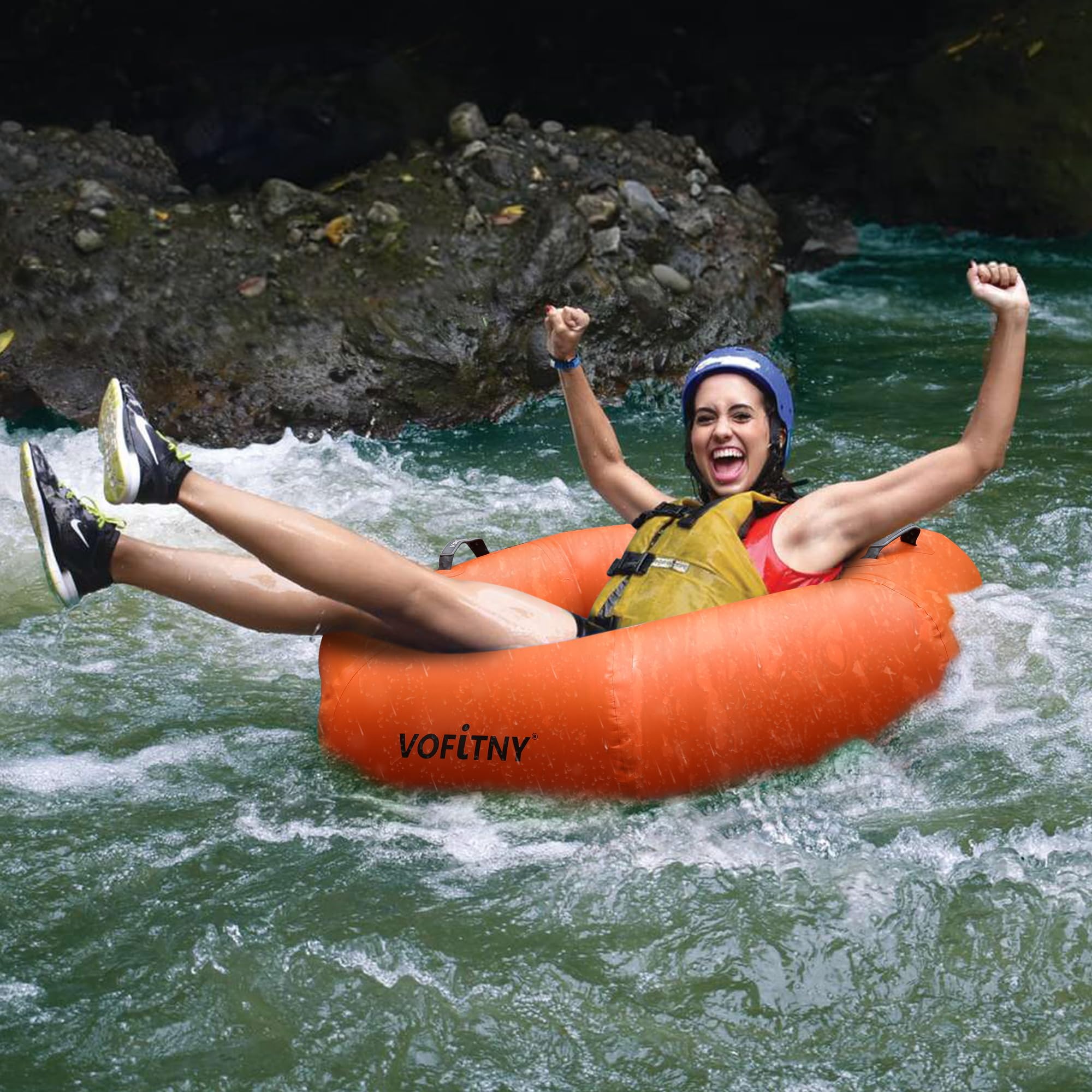 VOFiTNY 43-inch orange heptagon river tube for adults