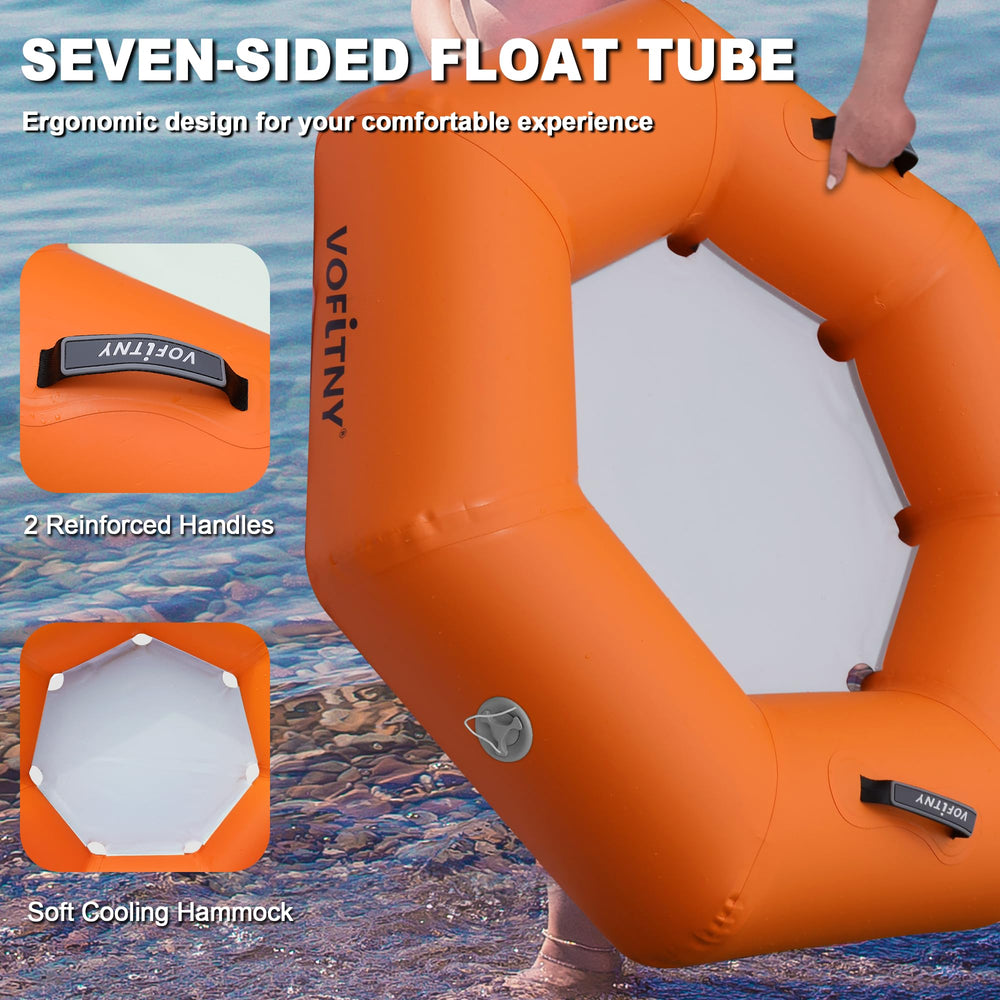 Close-up of ergonomic seven-sided design on VOFiTNY river tube