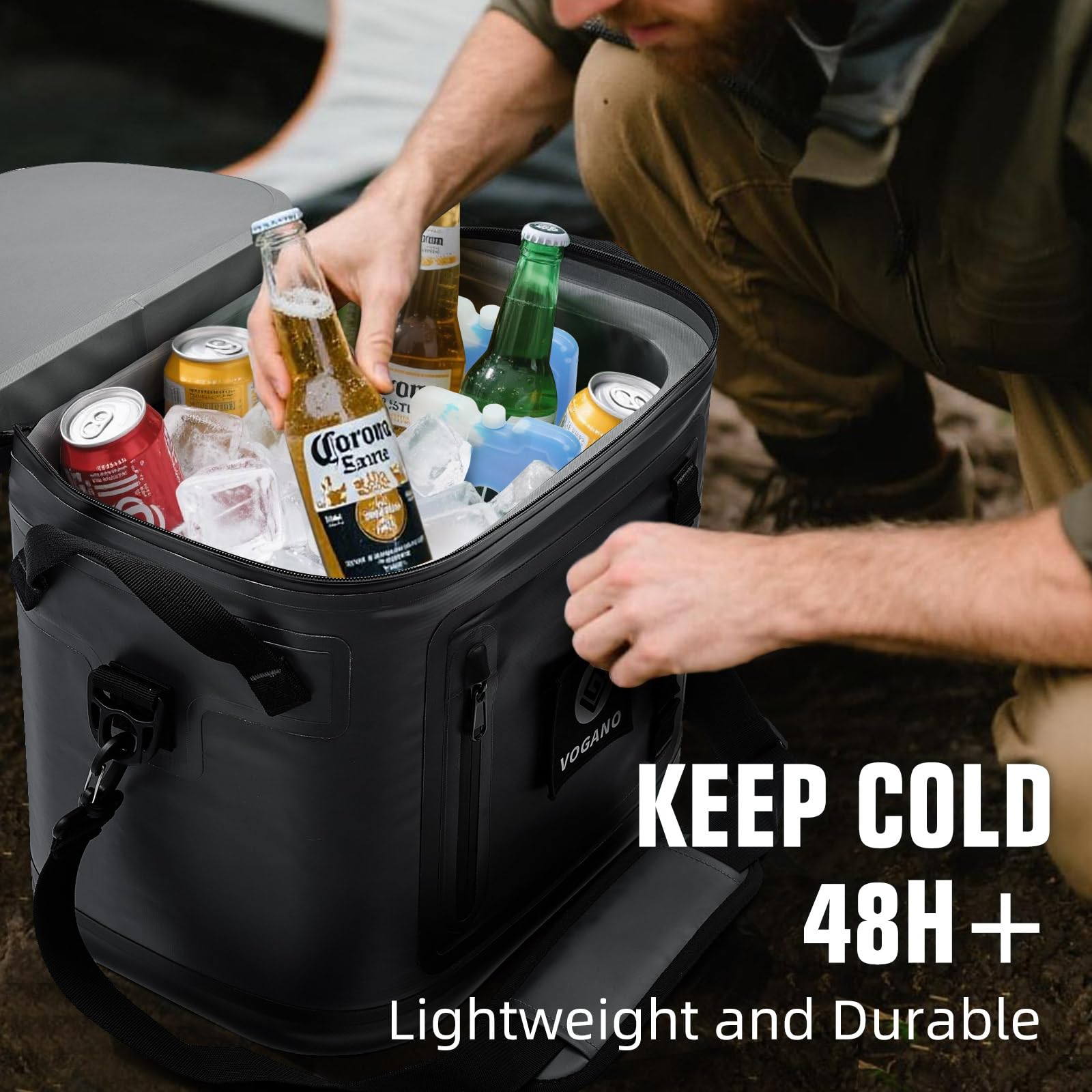 Vogano Soft Cooler thick insulation keeps contents cool for 2+ days