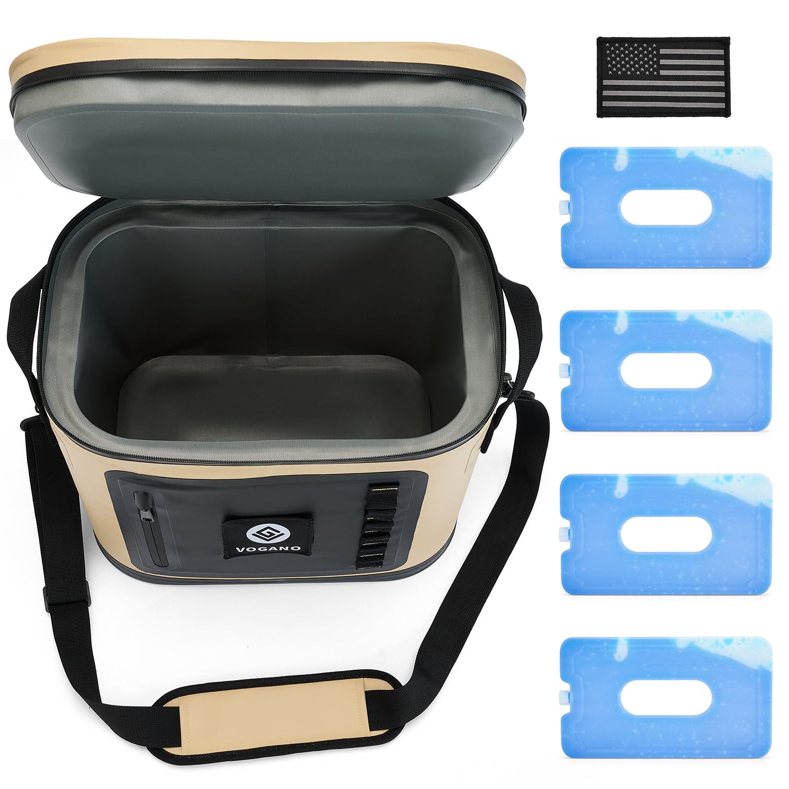 Vogano Soft Cooler in Khaki ready for outdoor adventures.