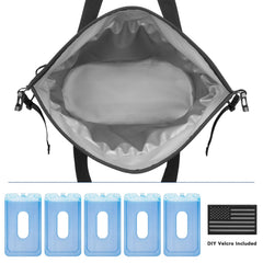 Vogano soft cooler roll-top open exposing interior for easy access
