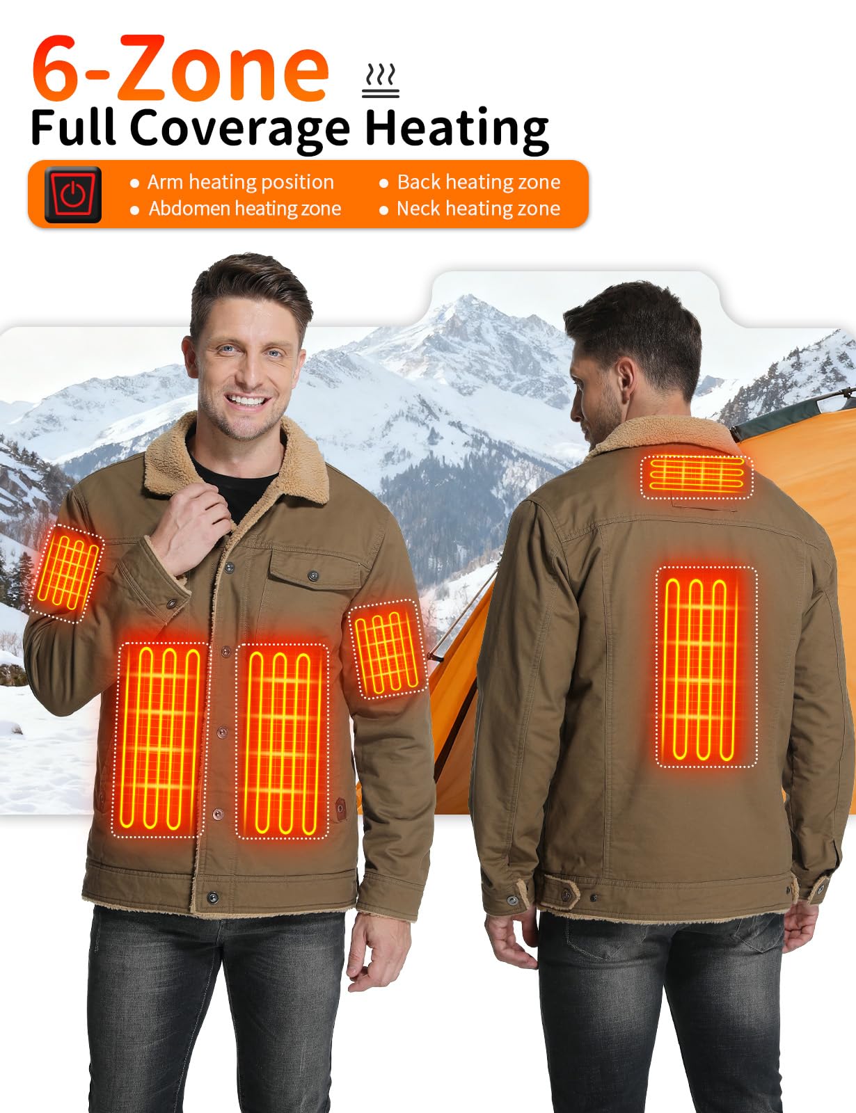 Vokora heat-levels-controls image showcases adjustable warmth for changing conditions.