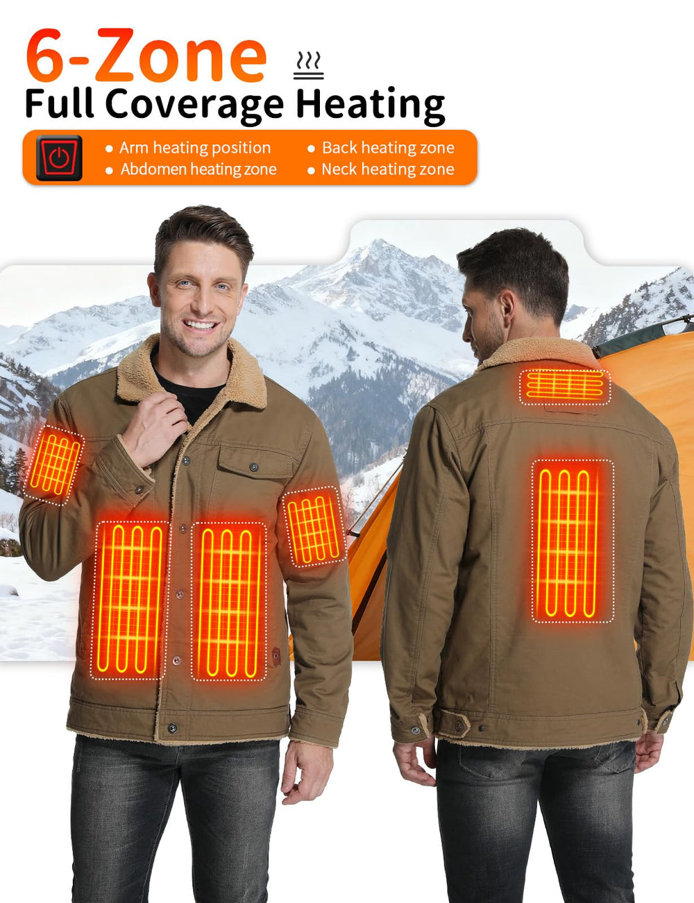 Vokora heat-levels-controls image showcases adjustable warmth for changing conditions.