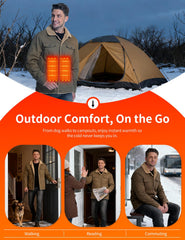 Vokora heated jacket back view highlighting six heating zones.
