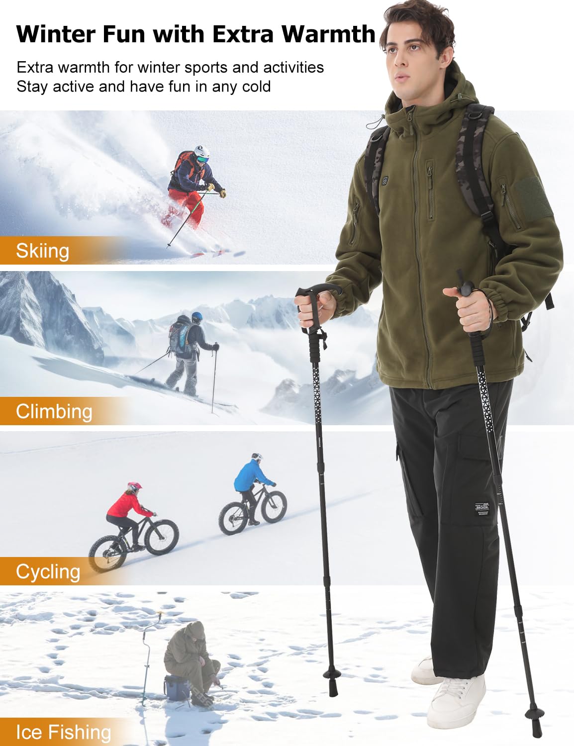 Vokora heated jacket hooded full-zip design for winter warmth