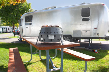 Volcano Grills compact 5-inch footprint fits in included carrying case.