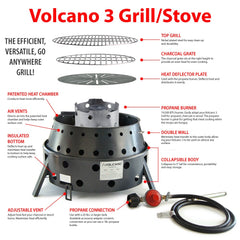 Volcano Grills propane-tank connection with adapter compatible setup.