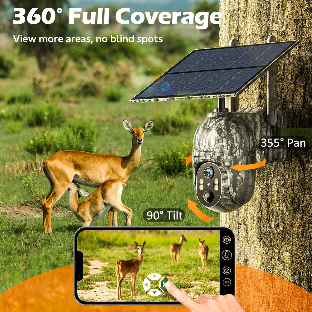 VOOPEAK 355-degree horizontal and 90-degree vertical remote adjustment for flexible viewing