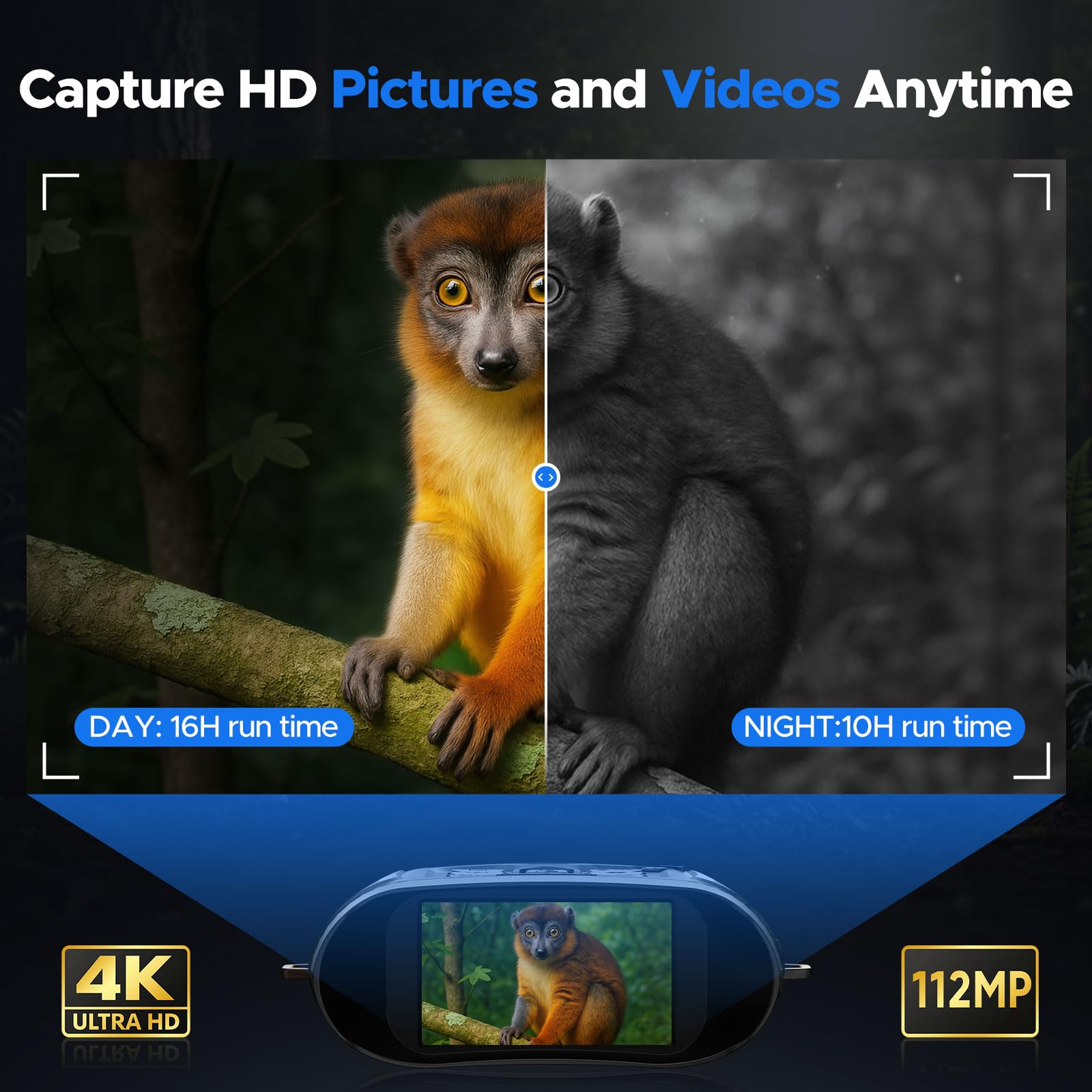 VOOPEAK captures 112MP photos and 4K videos for high-definition nighttime records.