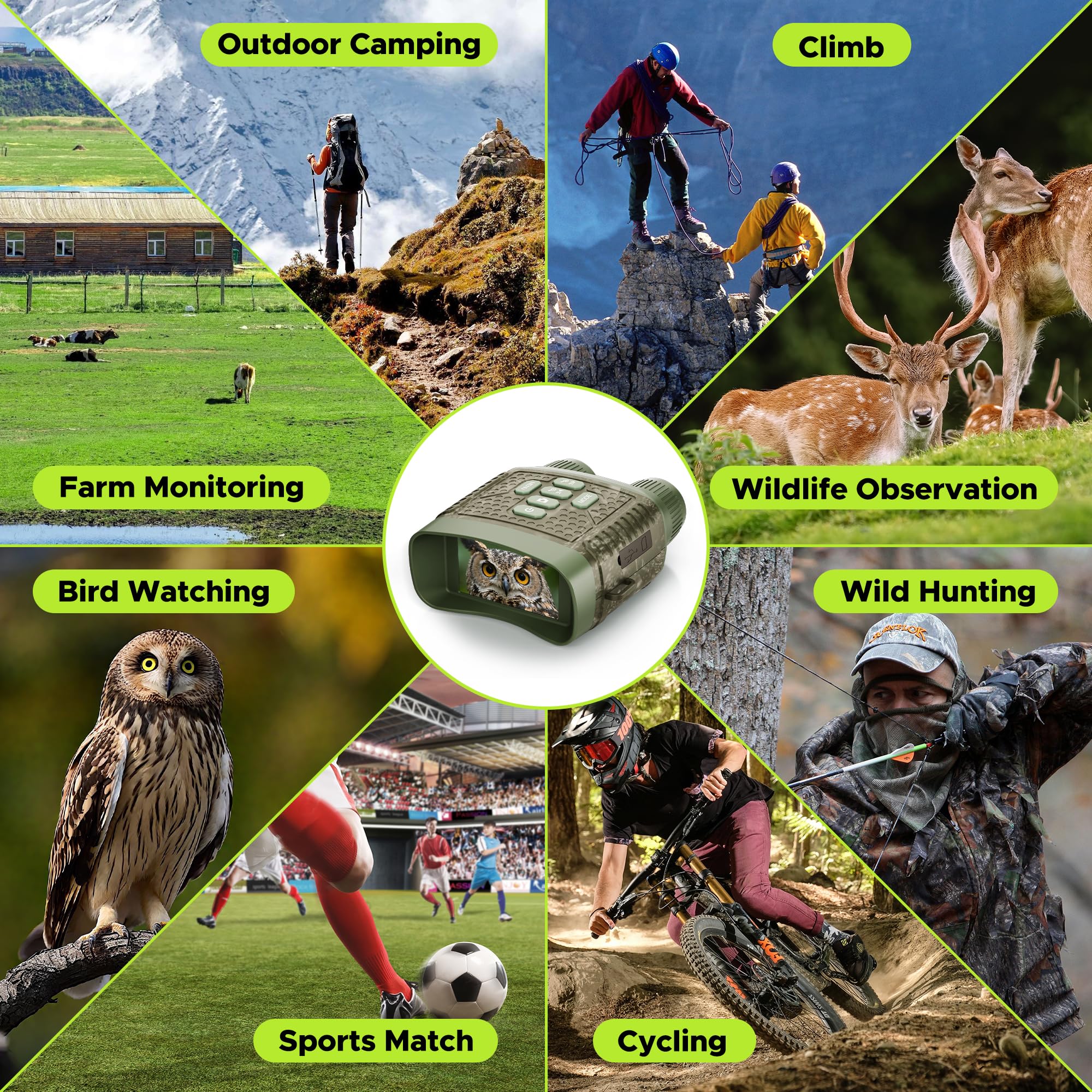 VOOPEAK 32GB card stores high-quality footage and photos.