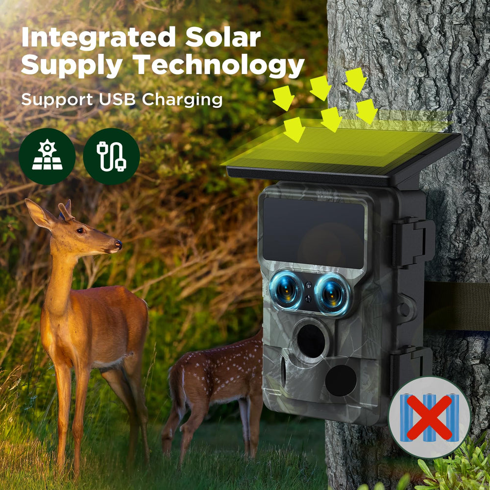 VOOPEAK trail camera dual-lens system enables UHD daytime capture and night optimization.
