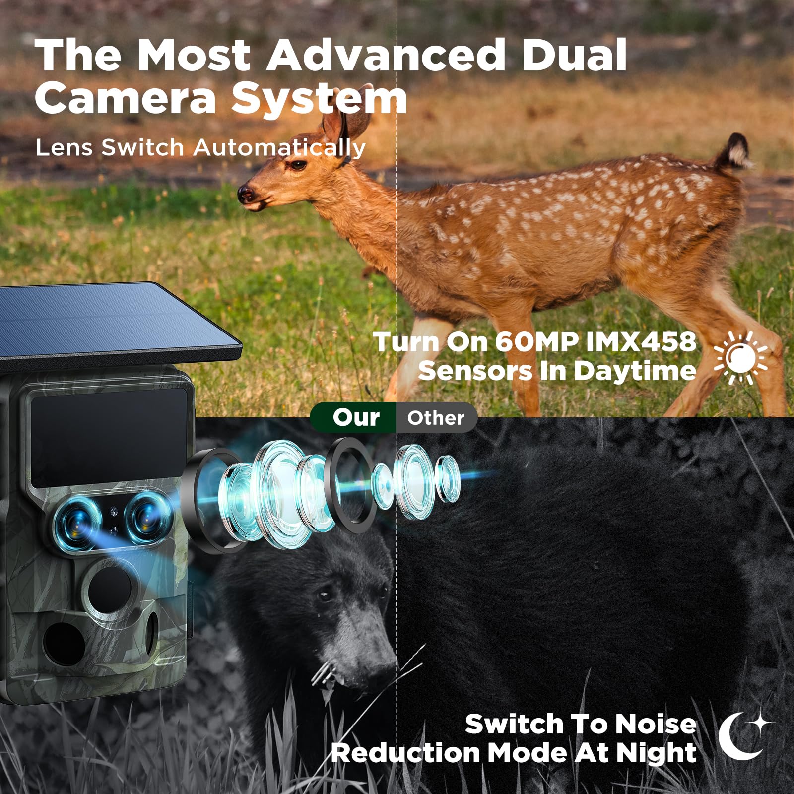 VOOPEAK trail camera IMX458 sensor enables WiFi remote setup and review.