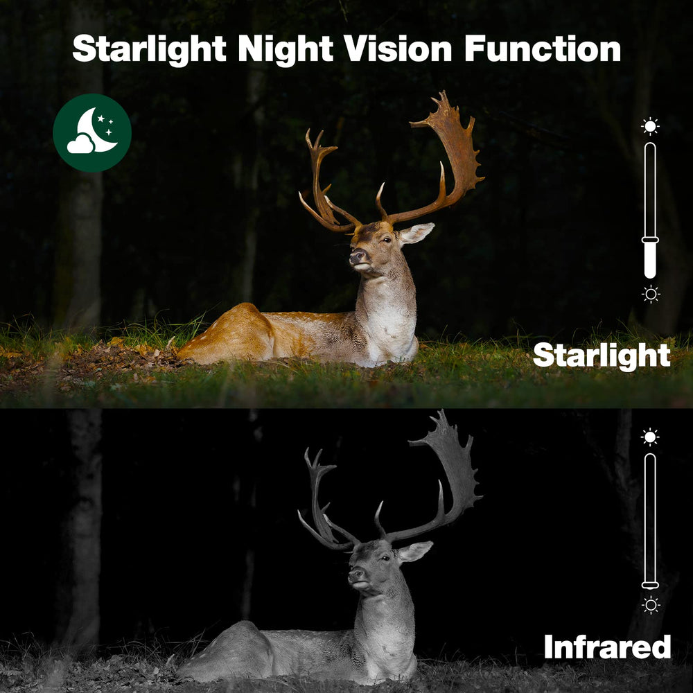 VOOPEAK trail camera with starlight night vision captures color footage in low light.