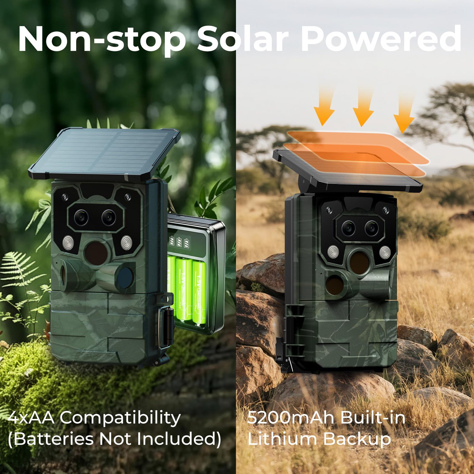 VOOPEAK trail camera with WiFi Bluetooth app enables remote gallery viewing.