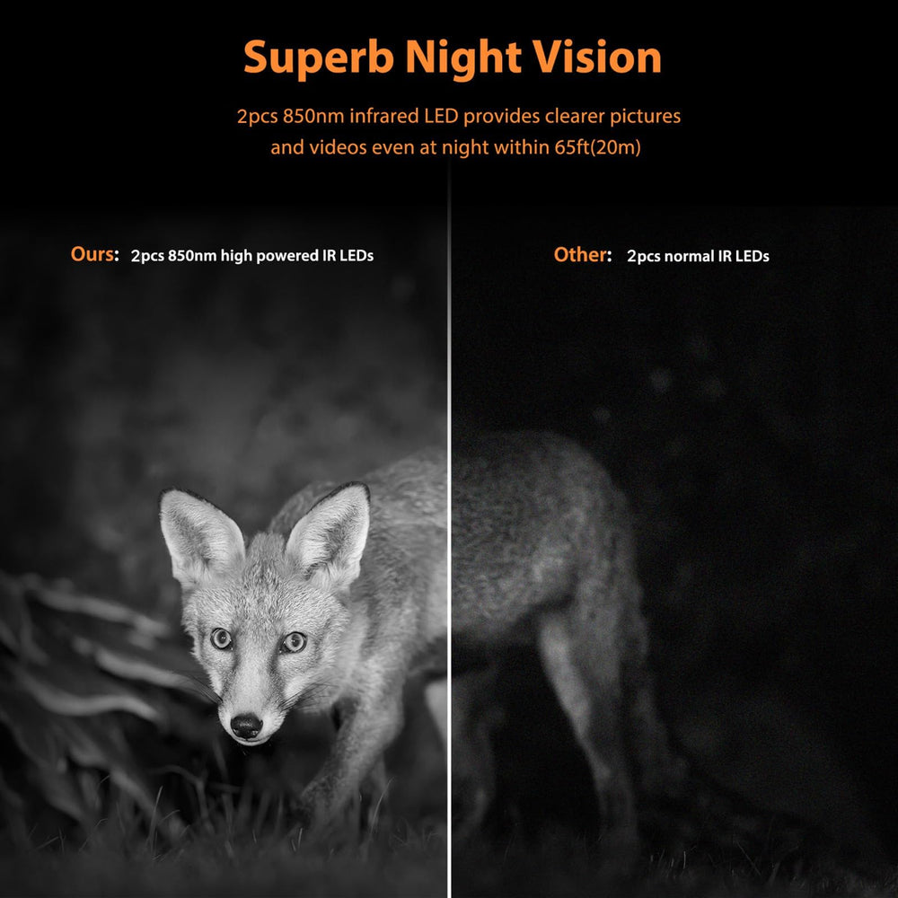 VOOPEAK WiFi Trail Camera 850nm night vision delivers clear night imagery