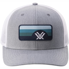 Vortex Boundary Horizon cap grey heather front view with mesh panels for all-day comfort.