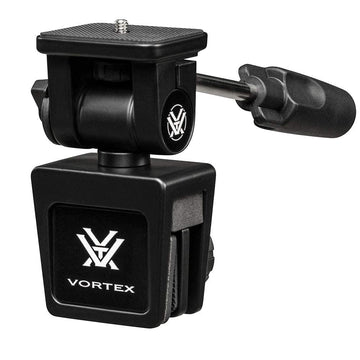 Vortex car window mount attached to car window securing binoculars for hands-free viewing
