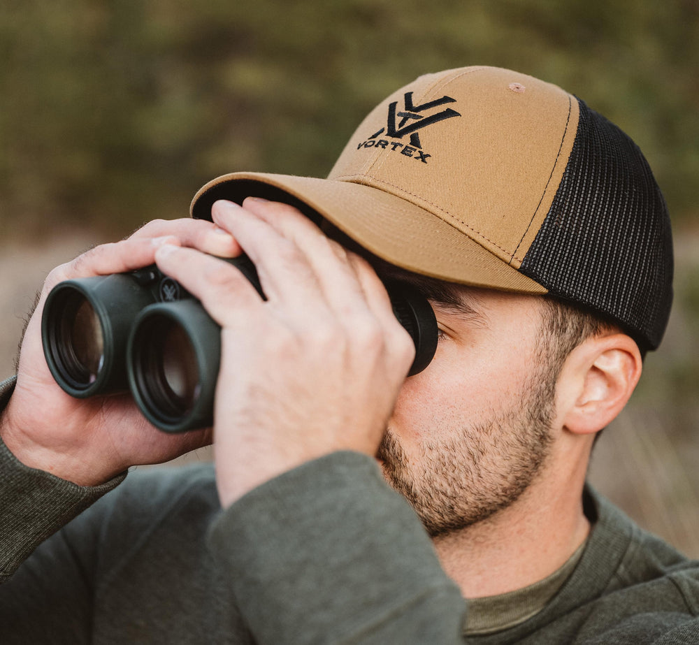 Vortex Core Logo Cap Sand Bar, worn on head for everyday style