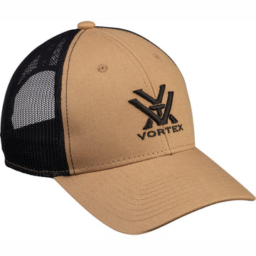 Vortex Core Logo Cap Sand Bar, side profile, classic snapback for everyday wear