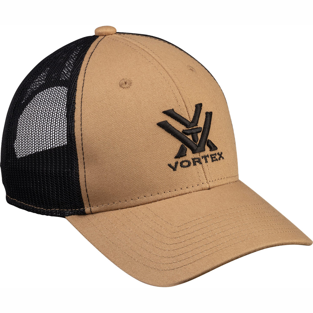 Vortex Core Logo Cap Sand Bar, side profile, classic snapback for everyday wear