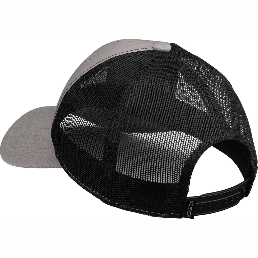 Vortex Core Logo Cap stone, back mesh view, breathable cooling for long sessions.