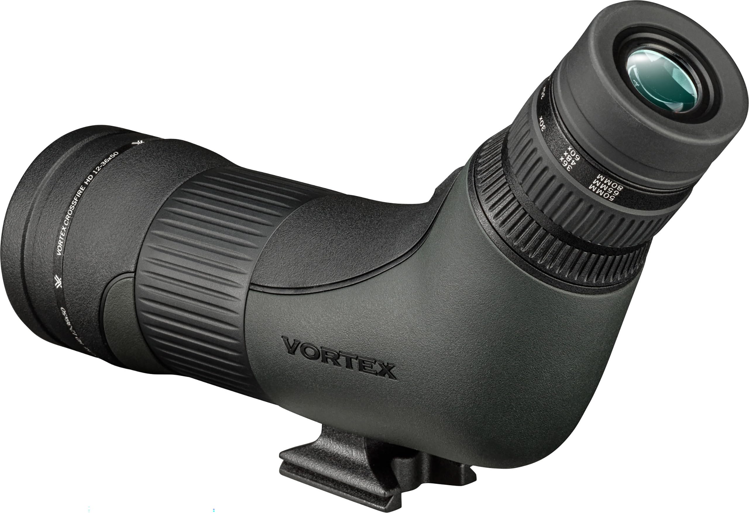 Vortex Crossfire HD spotting scope angled sunshade reduces glare