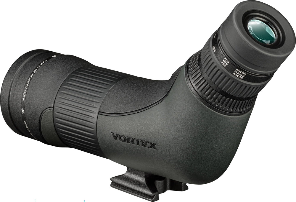 Vortex Crossfire HD spotting scope angled sunshade reduces glare