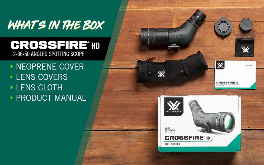 Vortex Crossfire HD spotting scope angled tripod foot for quick mounting