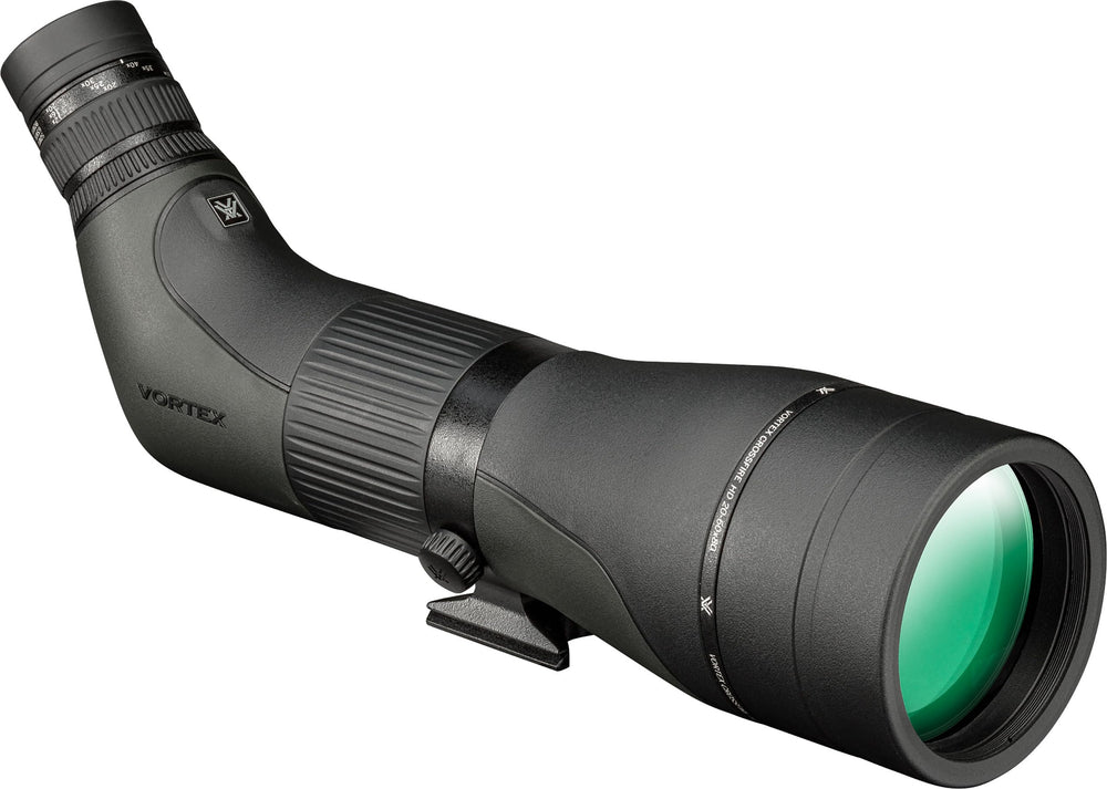 Vortex Crossfire HD spotting scope front view for field wildlife viewing and quick target acquisition