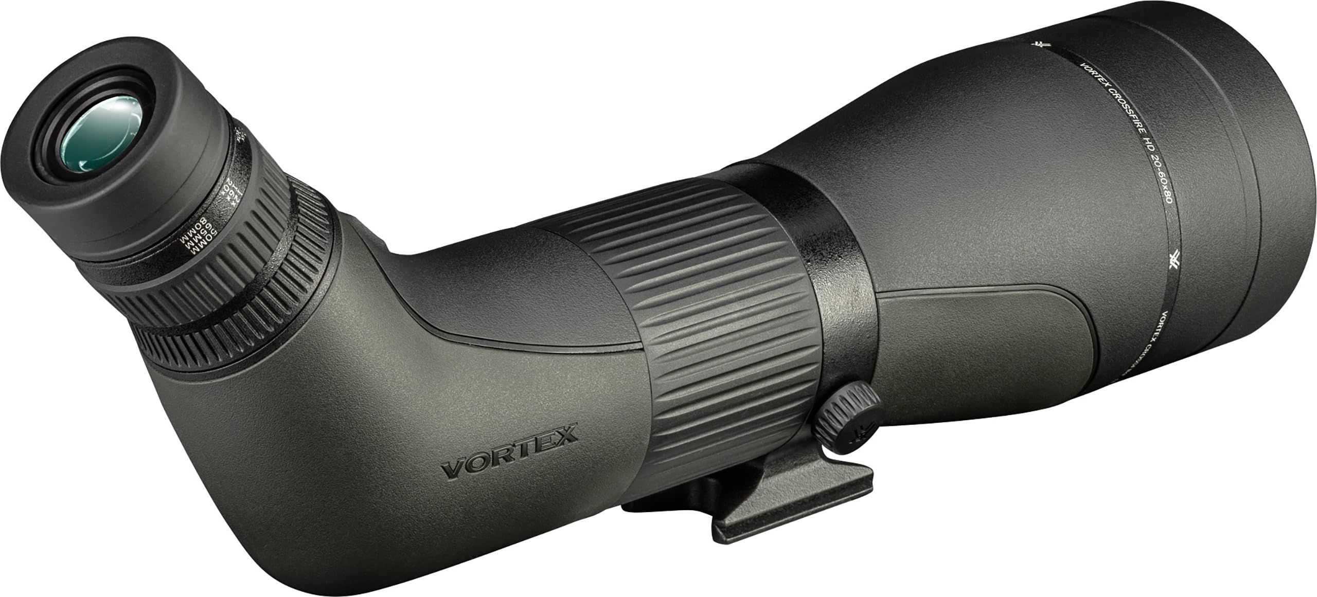 Vortex Crossfire HD angled scope close-up showing smooth ocular adjustment controls