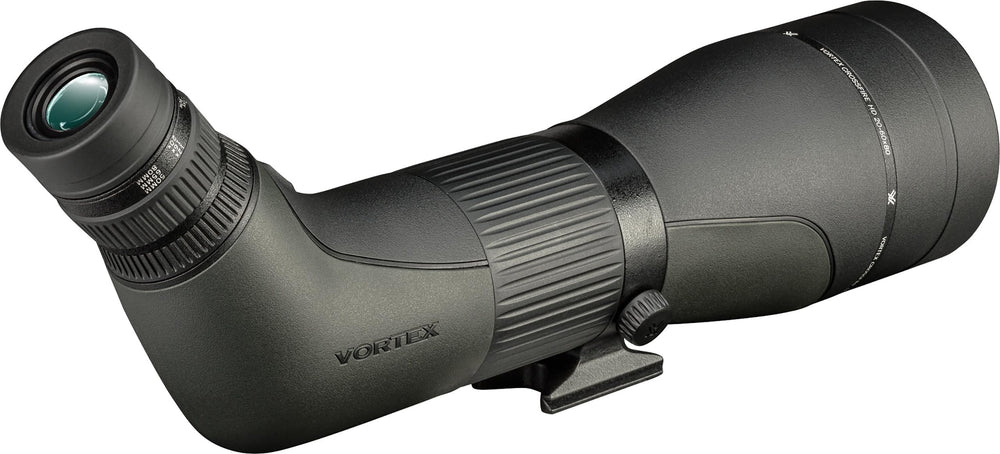 Vortex Crossfire HD angled scope close-up showing smooth ocular adjustment controls