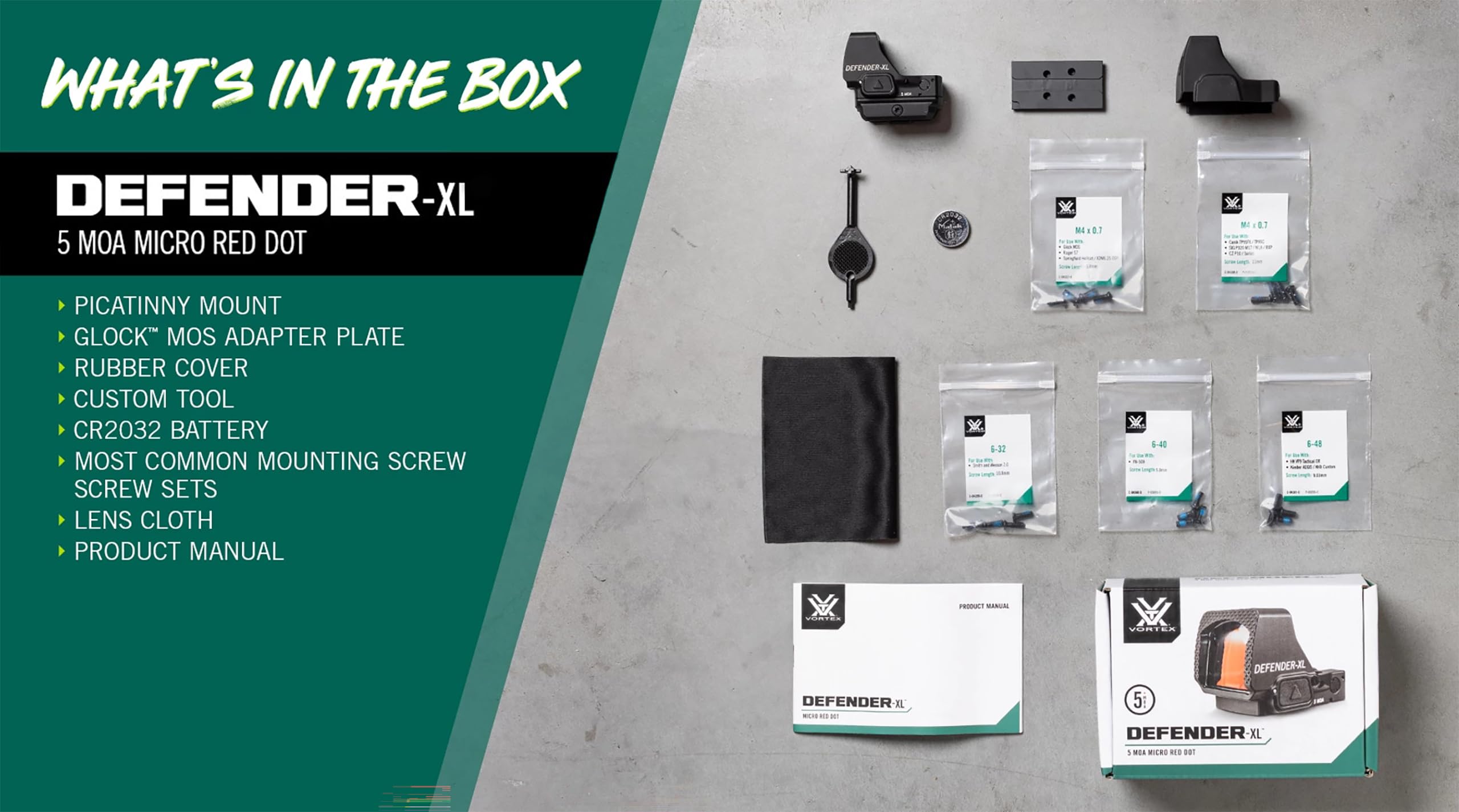 Vortex Defender-XL ArmorTek-coated lens delivers waterproof, shockproof durability.