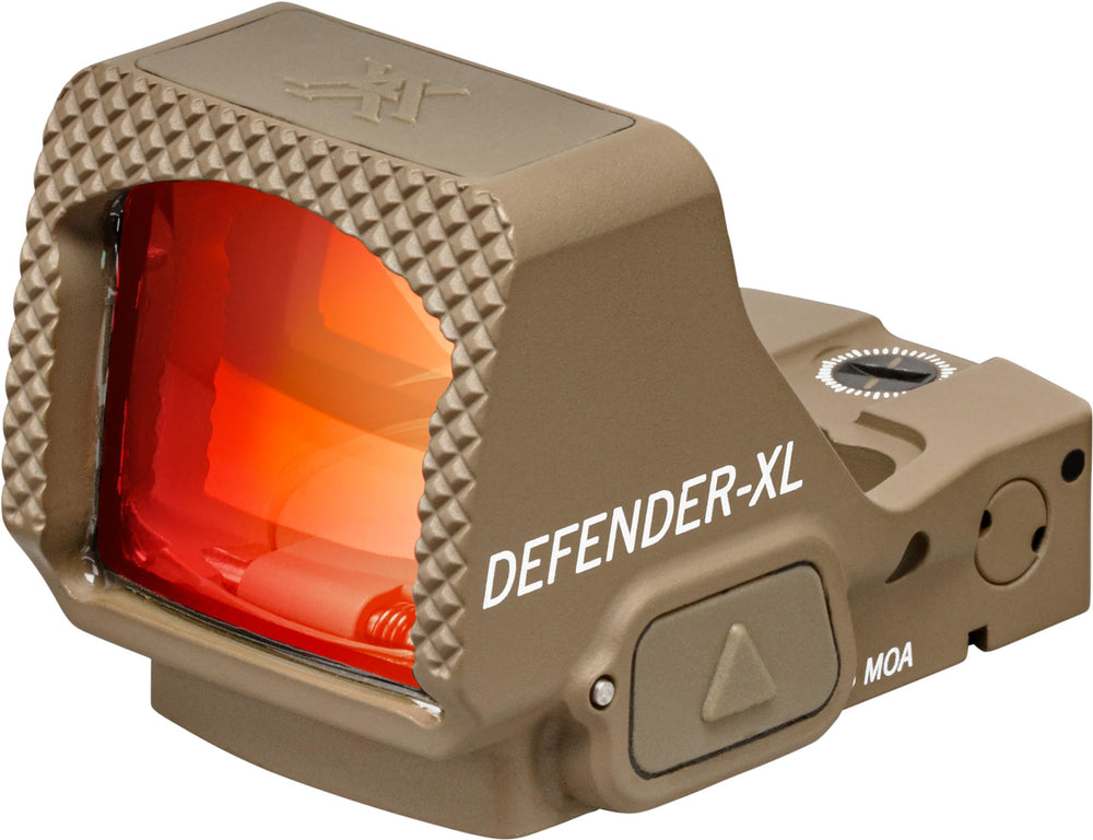 Vortex Defender-XL front-face close-up showing compact form for rapid target acquisition.