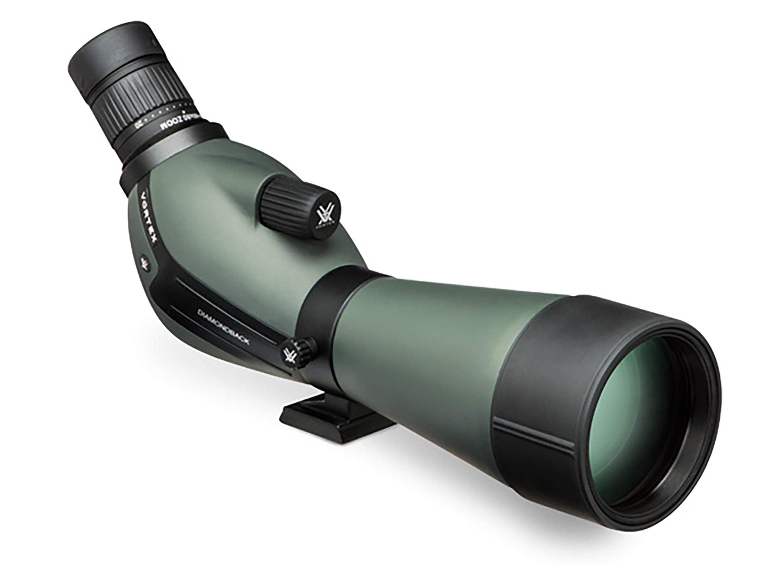 Vortex Diamondback angled spotting scope body showcases field-ready rugged design for wildlife viewing.