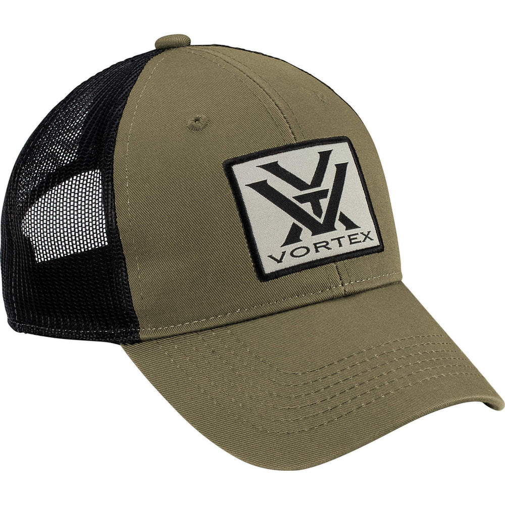 Vortex Optics Patch Logo Hats Olive back view showing mesh panels
