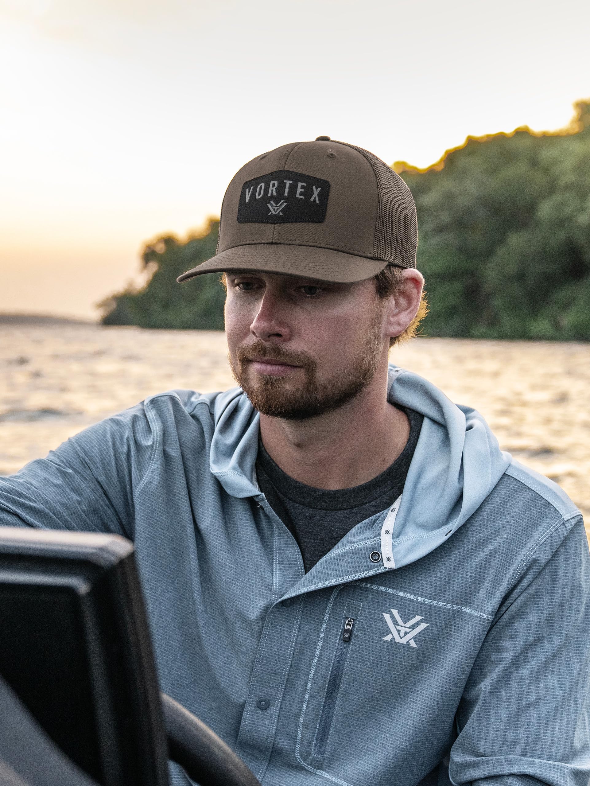 Vortex Optics Red Alert Snap Back Cap Chocolate breathable mesh back panels