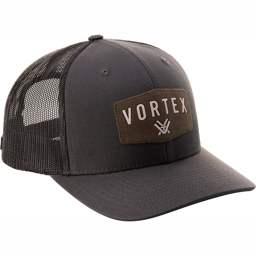 Side view of Vortex Optics Red Alert Snap Back Cap in Charcoal