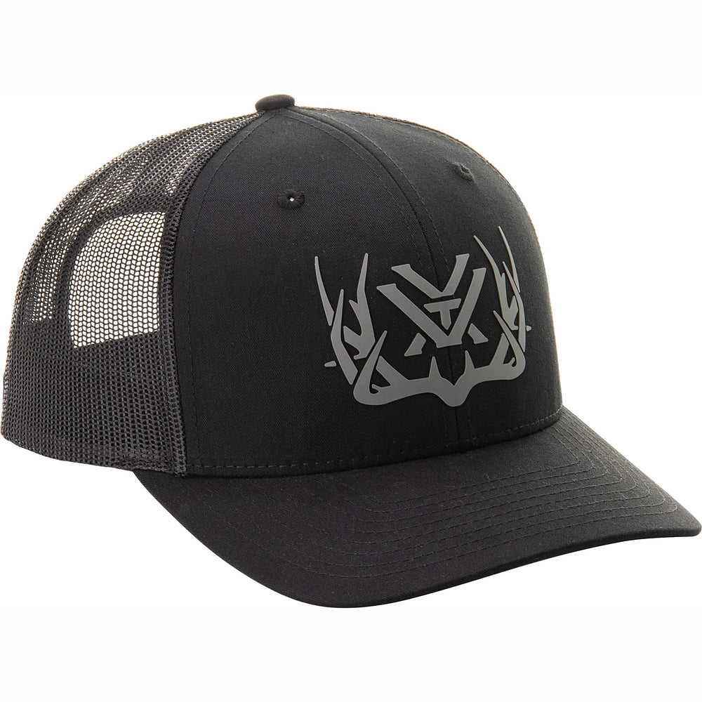Black Vortex Optics cap with breathable mesh back - side view