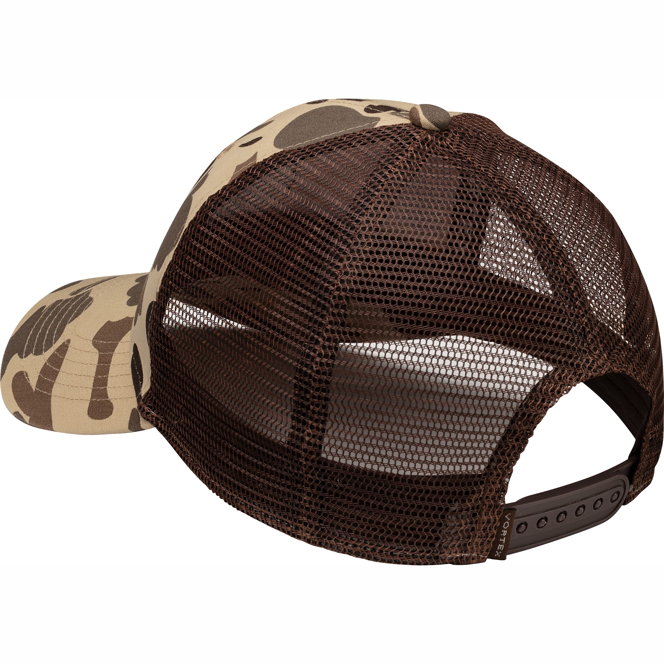 Side profile highlighting structured front and camo pattern