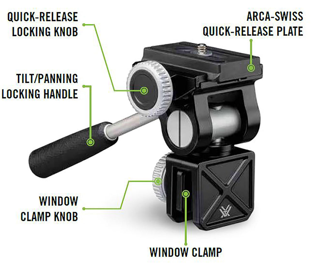 Vortex Pro Car Window Mount shows quick-release plate ready for versatile angles.